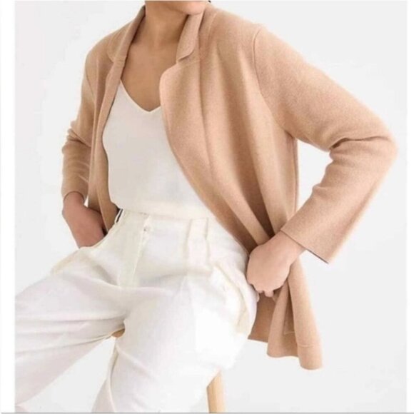 J. Crew Sophie Sweater Blazer Heather Khaki Pockets Open Front Size XS - Picture 4 of 7